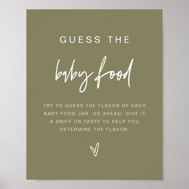 MARLO Boho Olive Green Guess the Baby Food Game  Poster (Front)