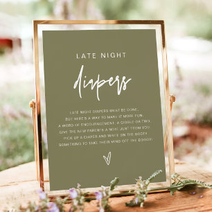 MARLO Boho Olive Green Late Night Diapers Game Poster