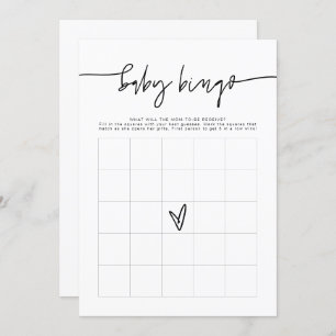 MARLO Bold Contemporary Baby Shower Bingo Game  In Invitation