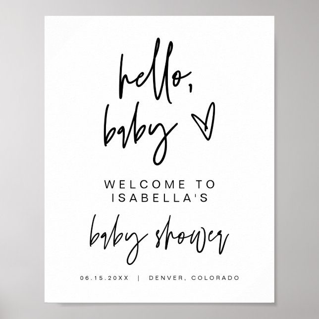 MARLO Bold Contemporary Baby Shower Welcome Poster (Front)