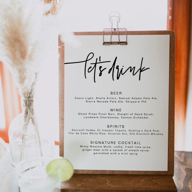 MARLO Bold Contemporary Let's Drink Bar Menu  Post Poster (Creator Uploaded)