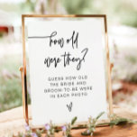 MARLO Bold Modern How Old Were They Sign<br><div class="desc">This bridal shower game template features a modern handwritten font and minimalist design. Use this template to edit the fonts,  font colour,  and background colour to match your event needs.. Its simple design is the perfect baby shower sign for the modern mum.</div>