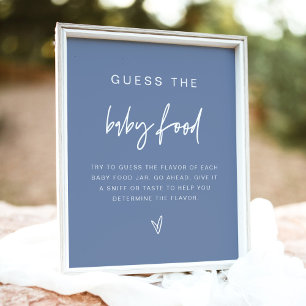 MARLO Dusty Blue Boho Guess the Baby Food Game Poster