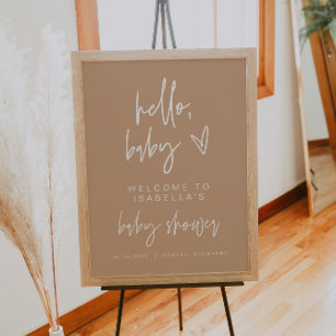MARLO Modern Bohemian Beige Baby Shower Welcome Poster