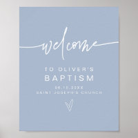 MARLO Modern Boho Dusty Blue Baptism Welcome