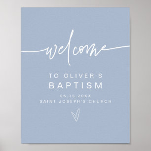 MARLO Modern Boho Dusty Blue Baptism Welcome Poster