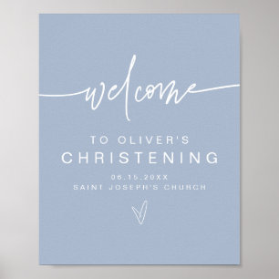 MARLO Modern Boho Dusty Blue Christening Welcome Poster