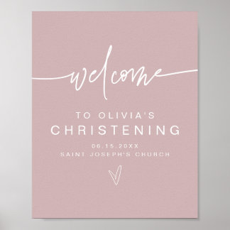 MARLO Modern Boho Dusty Rose Christening Welcome P Poster