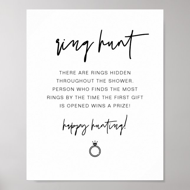 MARLO Modern Boho Ring Hunt Bridal Shower Game  Po Poster (Front)