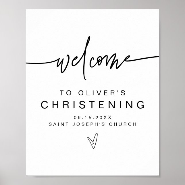 MARLO Modern Bold Contemporary Christening Welcome Poster (Front)
