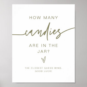 MARLO Olive How Many Candies Baby Shower Game Poster
