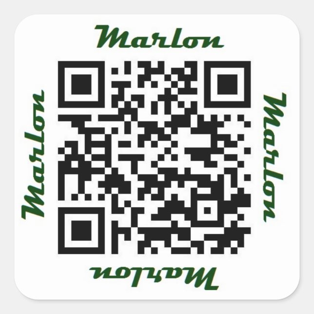Marlon First Name QR Code Personalised Sticker (Front)