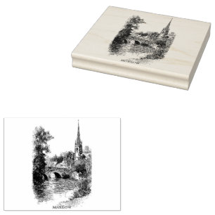 Marlow Church and Bridge Sketch Rubber Stamp