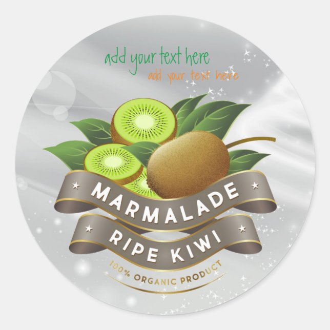 Marmalade Ripe Kiwi Jam Round Sticker Label (Front)