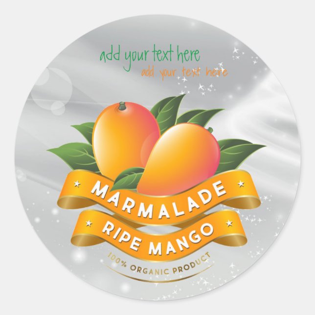 Marmalade Ripe Mango Jam Round Sticker Label (Front)