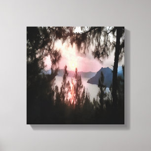Marmaris Sunset Framed By Palm Trees Landscape Art Canvas Print
