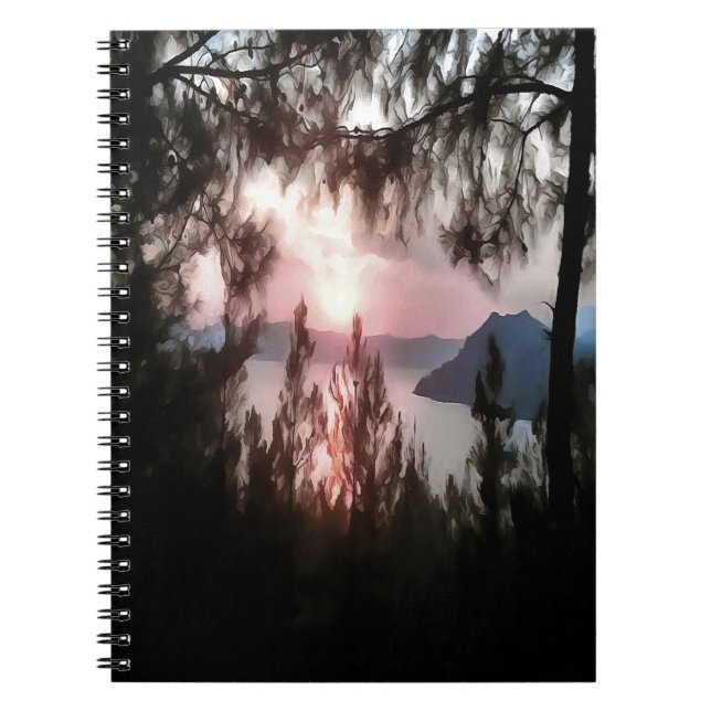 Marmaris Sunset Framed By Palm Trees Landscape Art Notebook (Front)