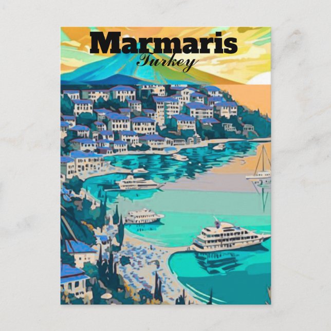 Marmaris Travel Postcard Art, Marmaris Turkey Post (Front)