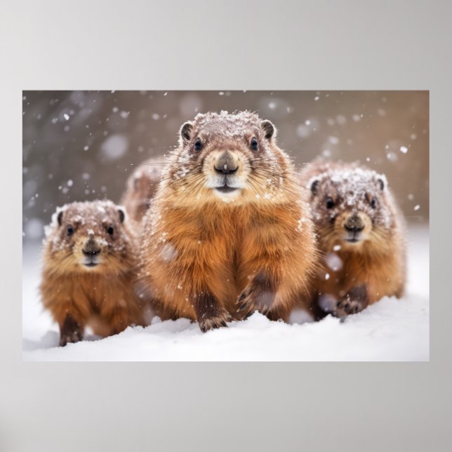 Marmot Animal Family Wandering Nature  Poster (Front)