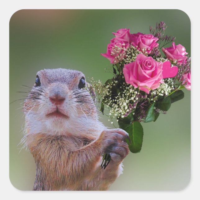 Marmot bouquet square sticker (Front)