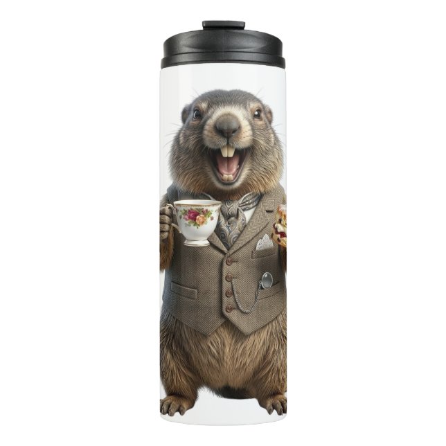 Marmot Drinking Tea Thermal Tumbler (Front)