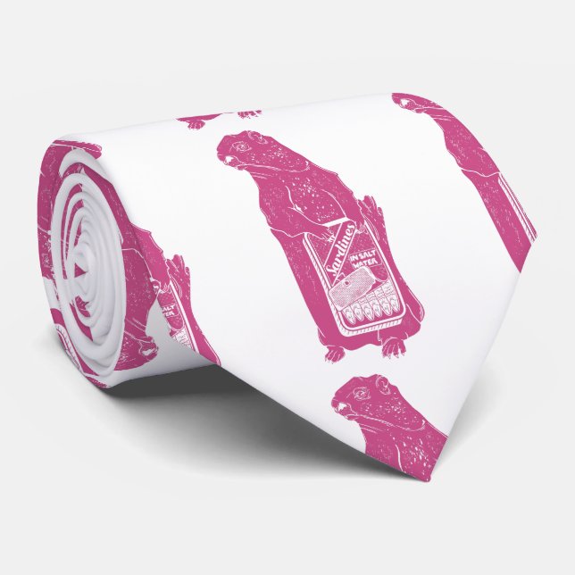 Marmot Groundhog eating sardines Tie (Rolled)