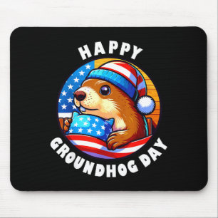 Marmot Happy Groundhog Day Stars And Stripes Sprin Mouse Pad