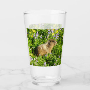 Marmot in Mount Rainier Wildflowers Glass
