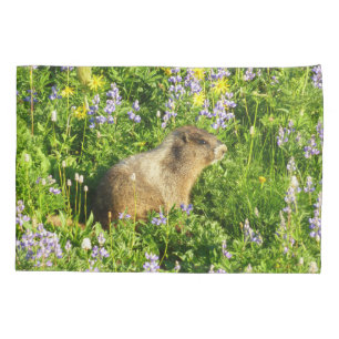 Marmot in Mount Rainier Wildflowers Pillowcase
