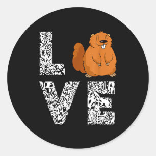 Marmot Love Rodent Animal Ground Hog Woodchuck Classic Round Sticker