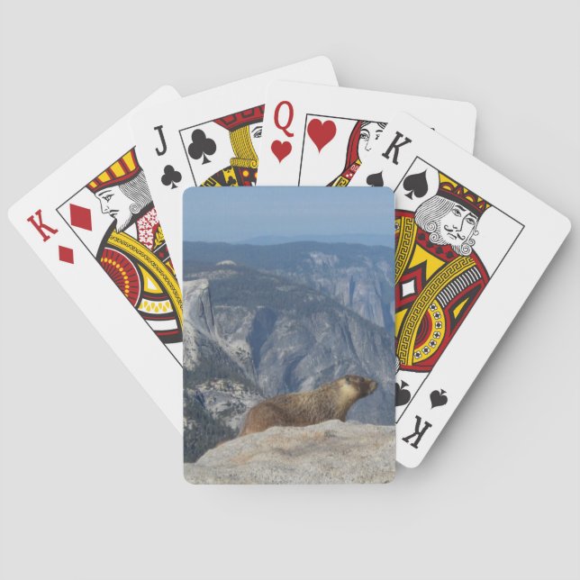 Marmot Overlooking Half Dome from Clouds Rest - Yo Playing Cards (Back)
