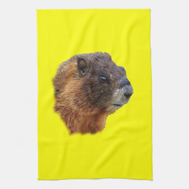 marmot portrait tea towel (Vertical)