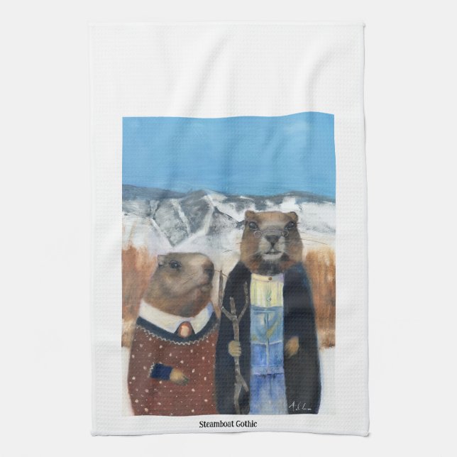 Marmot Tea Towel (American Gothic) (Vertical)