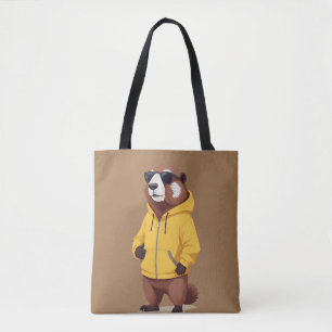 Marmot Wearing Hoodie Funny Cool Animal Character Tote Bag