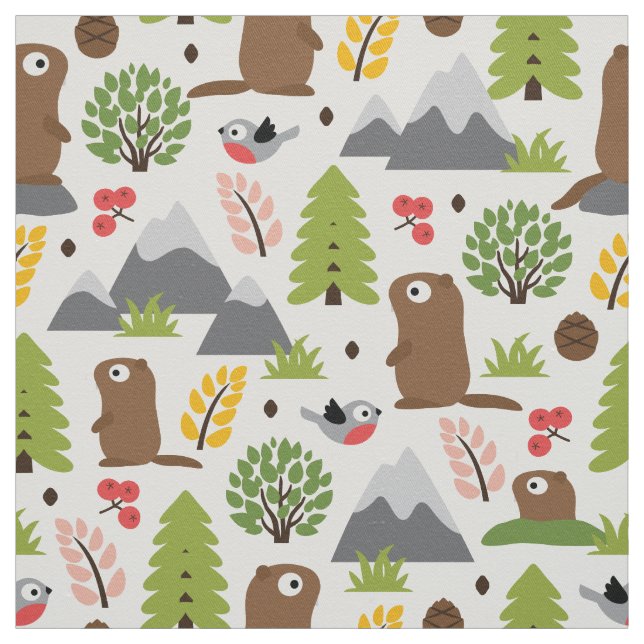 Marmots on a Mountain Glade Fabric (Swatch)