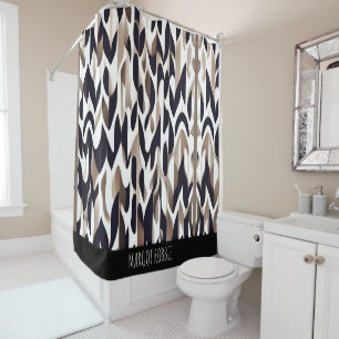 Marocco Triangle Geometric Brown Grey Pattern Shower Curtain