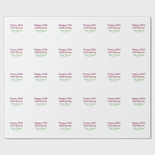 MARON GREEN PASTEL happy 10th anniversary wedding Wrapping Paper