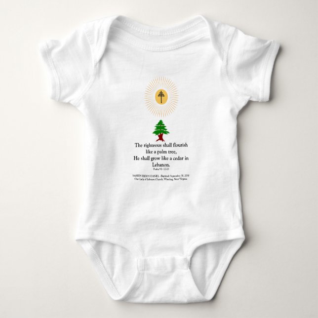 Maronite Church Baby Baptism Personalised Bodysuit (Front)