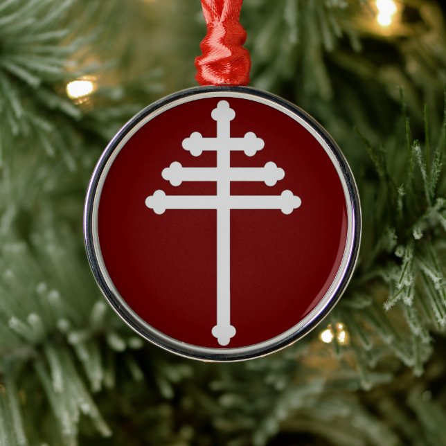 Maronite Church Cross Genuine Christmas Tree Metal Ornament (Tree)