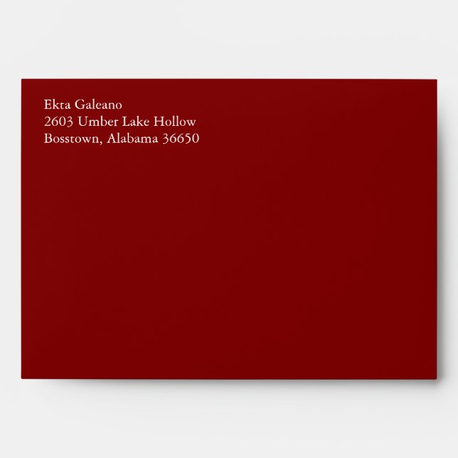 Maroon A7 5x7 Envelopes With Your Address (Front)