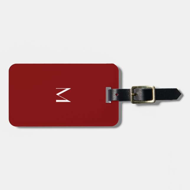 Maroon - add monogram luggage tag (Front Horizontal)