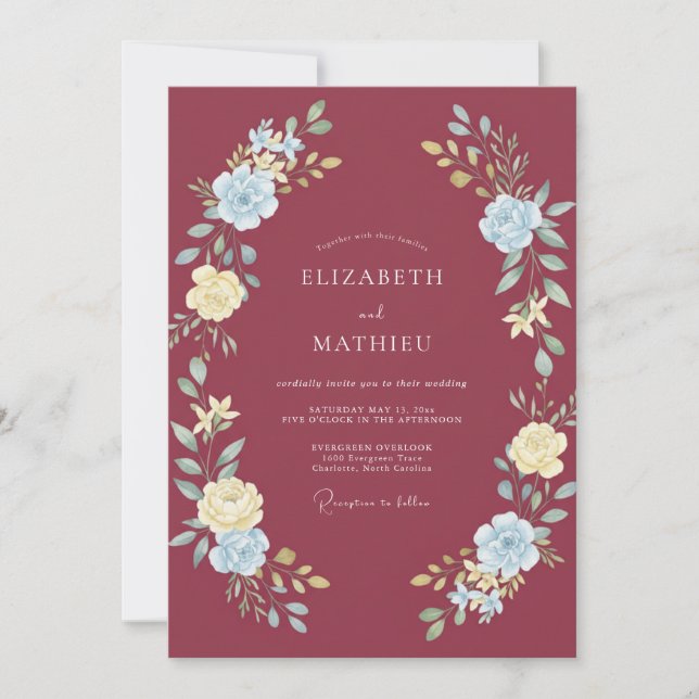 Maroon Alluring Winter Wedding Invitation (Front)