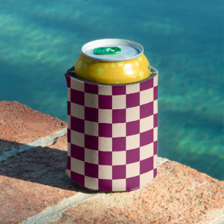 Maroon and beige chequerboard pattern can cooler