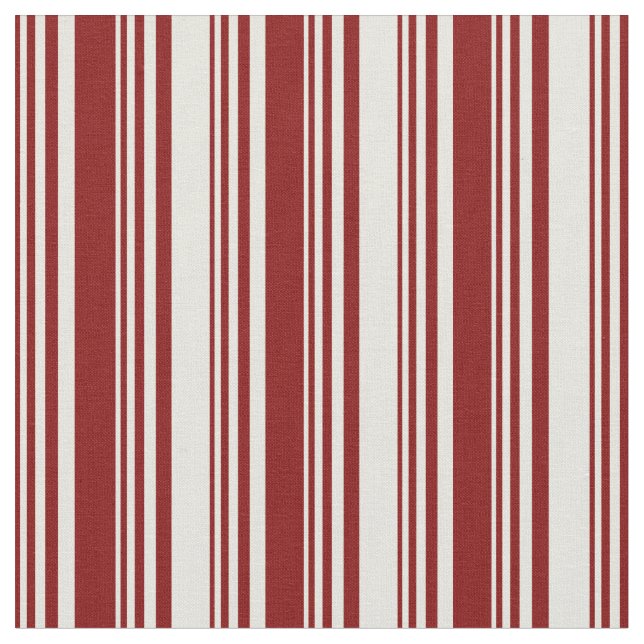 Maroon and Beige Coloured Lined/Striped Pattern Fabric (Close Up)