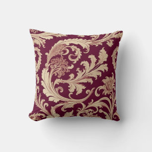 Maroon and Beige Vintage Pattern  Cushion