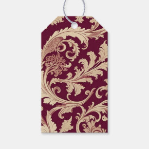 Maroon and Beige Vintage Pattern  Gift Tags