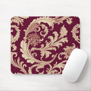 Maroon and Beige Vintage Pattern  Mouse Pad