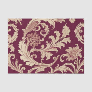 Maroon and Beige Vintage Pattern Tissue Paper