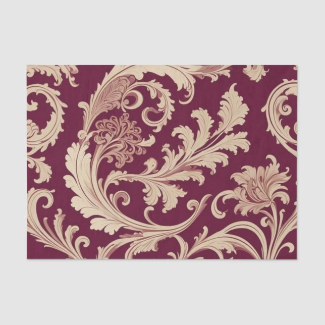 Maroon and Beige Vintage Pattern  Tissue Paper (Front)