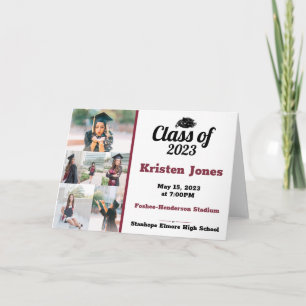 Maroon and Black Multi-photo Graduation Invitation